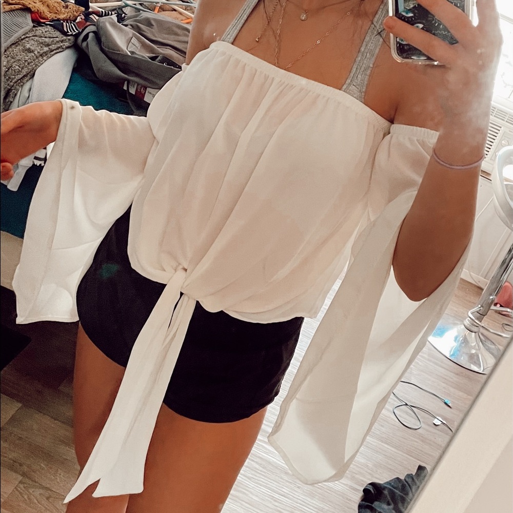 Flowy Off the Shoulder Tie Top